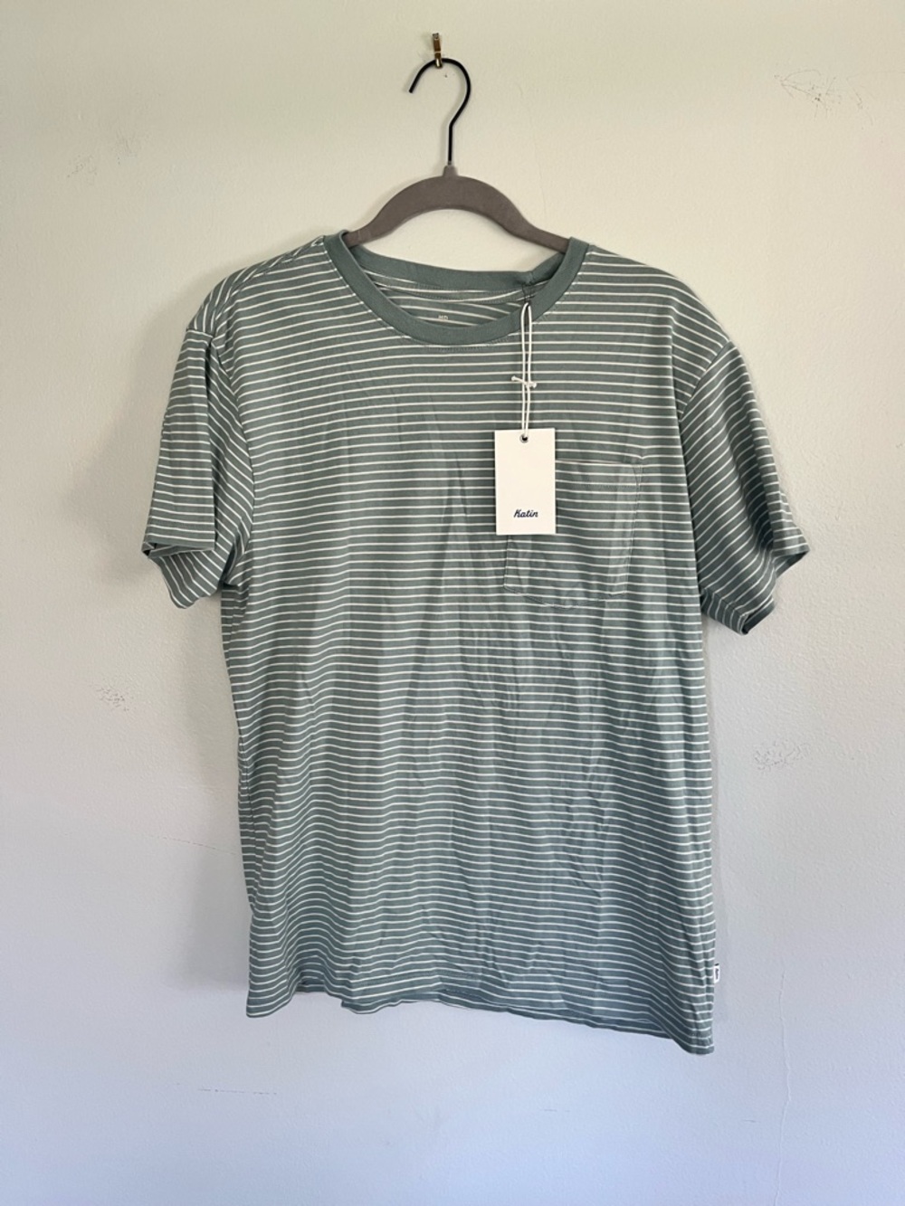 Katin Striped Crew Neck T-Shirt - Sage & White
